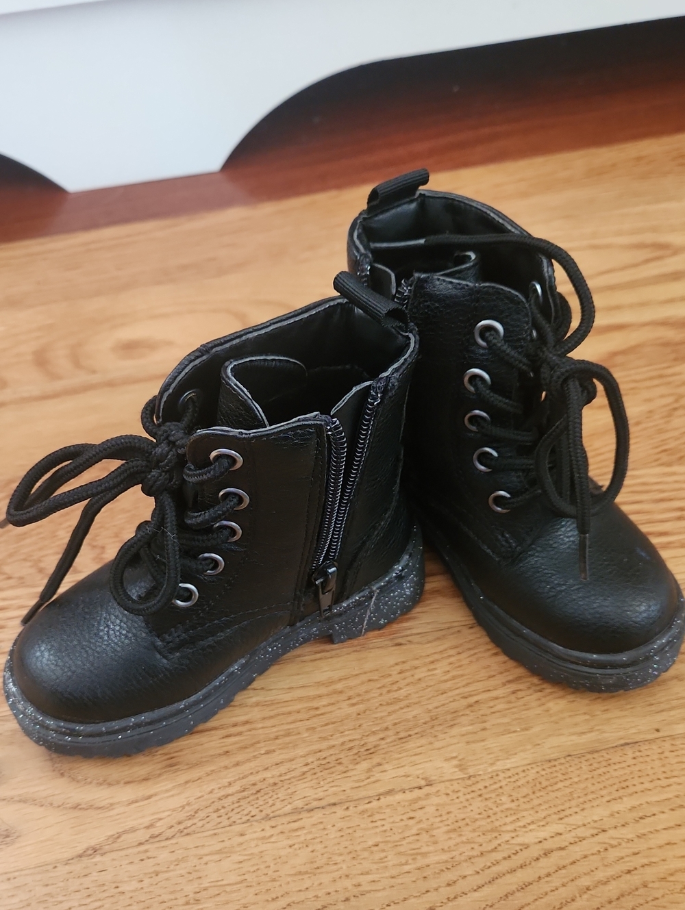 Sincerly Jules TODDLER Black Lace-Up Ankle Boots with Side Zipper